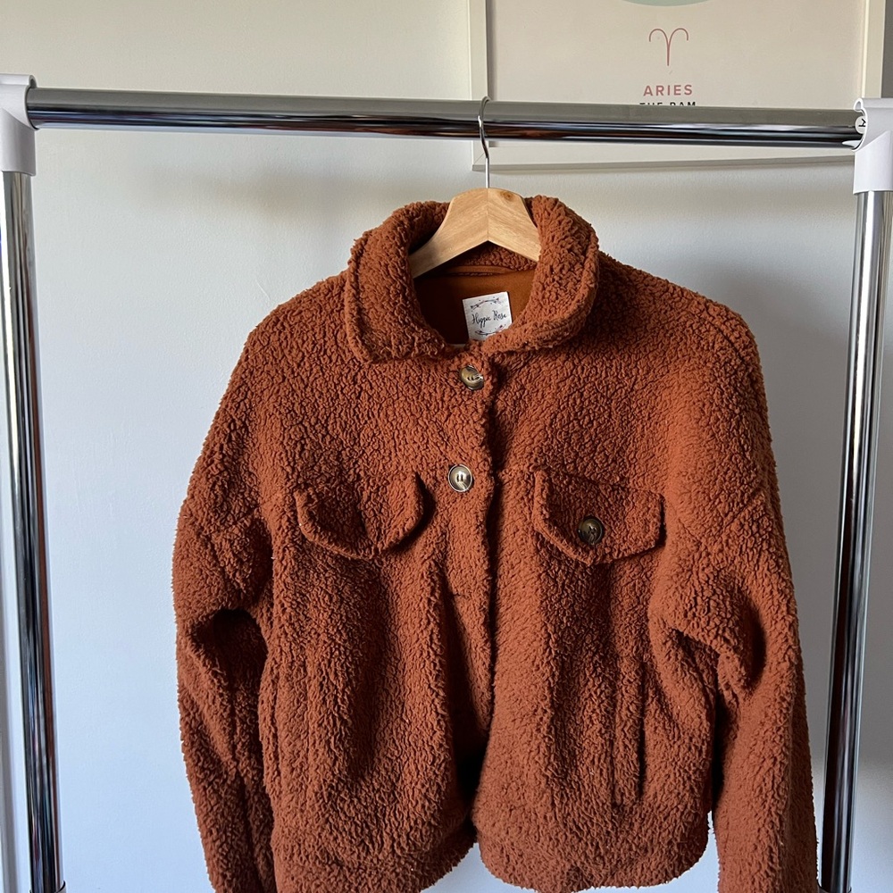 Hippie Rose Brown Teddy Jacket Plush Fleece